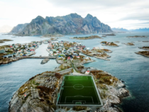 Henningsvaer Fotballbanen soccer field in Norway