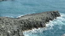 Hexagonal shaped lava stele Jusangjeolli Cliff in Jungmun-Dong Jeju Island 