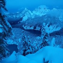 High above the alpine lake wilderness Washington State 