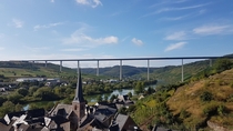 High Moselle Bridge behind the city of rzig Germany Photographed by me in August  