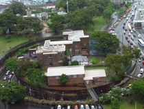 Highway on-ramp completely surrounding Fort Street School Sydney Australia