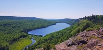Hiked  miles just to witness this beauty Its the Lake of Clouds located in the porcupine mountains wilderness state park in the upper peninsula of US in Michigan 