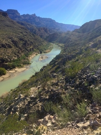 Hiking in Big Bend National Park looking down on the Rio 