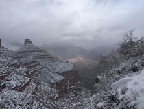 Hiking out of the Grand Canyon it started snowing about halfway up