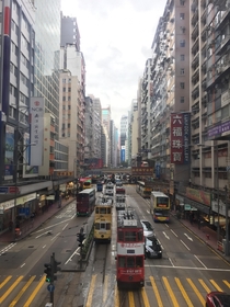 Hong Kong from a pedestrian overpass 