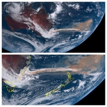 Hopefully Im not breaking a rule Satellite view of Australia shows smoke going to New Zealand and Chile