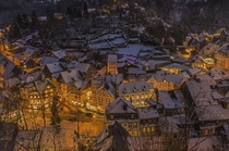 Houses cuddled together in Monschau Germany 