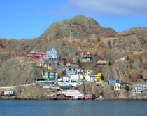 Houses of The Battery cling precariously to the rocky slope of Signal Hill part of St Johns Newfoundland The area is prone to sometimes-fatal avalanches 