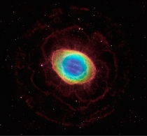 Hubbles image of the Ring Nebula and its true shape in visible light 