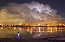 Huge clouds billow over New Taipei City Taiwan at night Photographer unknown  x 