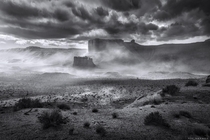I dont see many black and white images on this subreddit Heres one of Southern Utah during a sandstorm 