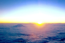 I flew over Mt Rainier this morning and the Sunrise was beautiful 