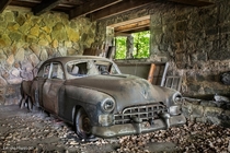 I found this abandoned car in an abandoned stone house in Connecticut