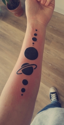 I got the solar system tattooed on me today and Im so happy with it I included Ceres and Pluto since theyre my favorite dwarf planets