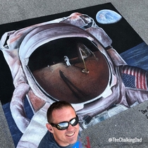 I made this chalk art tribute to the Apollo  landing at a festival in Lockport NY 