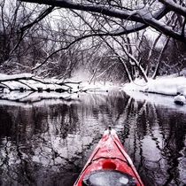 I posted a winter kayak pic here awhile ago and you guys loved it So heres another Taken in January on the Des Plaines River in Illinois 