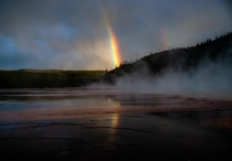 I saw this incredible rainbow form just before sunset on a stormy night in Yellowstone National Park 