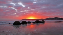 I too have been to New Zealand Moeraki Boulders by sunrise 