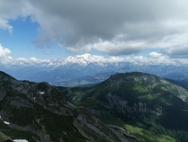 I took this photo of the Mont Blanc on a hike in Le Grand Bornand somewhere in august