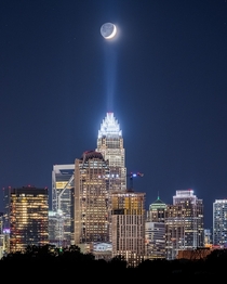 I was told I should post this here Crescent moon over Charlotte NC I took it last Sunday