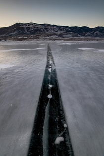 Ice cracks are like roads - Lake Baikal Russia 
