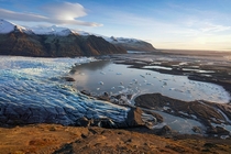 Iceberg trap on Ice sheet Skaftafelljokull - Iceland 