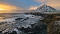Iceland East Fjords Coastline just after a heavy snow storm starts to clear By Shaun Young 