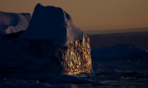 Illuminated iceberg in Ilulissat Greenland 