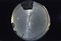 Image from our new all-sky camera at the Subaru Telescope Keck telescopes also visible on top of Mauna Kea in Hawaii