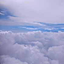 Image taken from airplane between two layers of clouds