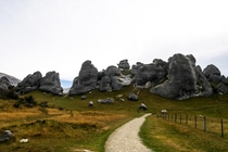 Imposing array of limestone boulders Castle Hill New Zealand 
