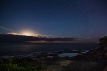 Incredibly bright starry night at Dee Why Beach Sydney 