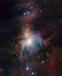 Infrared view of the Orion Nebula  light-years away  taken at ESOs Paranal Observatory in Chile