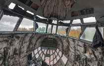 Inside the cockpit of an abandoned cargo plane 
