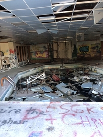 Inside the pool of an abandoned resort in New York