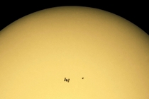 International Space Station ISS in front of the Sun and next to sunspot AR photographed from Lieskovec jmogyord in Slovakia  by Pter Komka