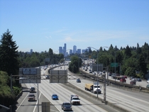 Interstate  and the Seattle skyline from Roosevelt 