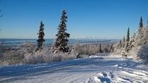 Its a winter wonderland in the Chugach mountains Anchorage Alaska