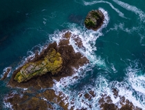 Jamaican rocks on Brittany coast France 