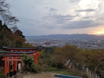 Japan Kyoto view from the Fushimi Inari sanctuary summit April  