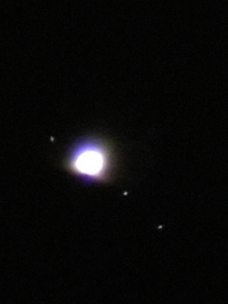 Jupiter and  and  of the Galilean moons from light polluted Scottsdale AZ on a  used telescope from Goodwill