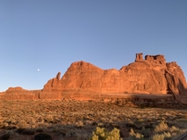 Just a drive-by photo of the moon taken in Arches National Park 