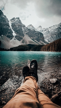 Just sitting by the dock of the bay Moraine Lake  OC   
