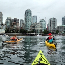 Kayaking through Downtown Vancouver 