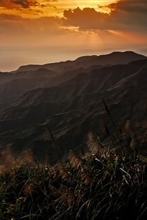 Keelung Mountain at sunrise east coast of Taiwan 