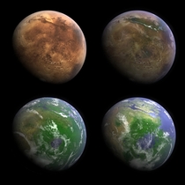 Kevin Gills visualization of Mars with Earth-like oceans and life 