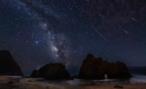 Keyhole rock at Pfeiffer beach during the Perseids meteor shower 