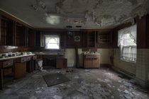 Kitchen Inside an Abandoned French Countryside Manor 