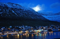 Klaksvk Faroe Islands by Night 