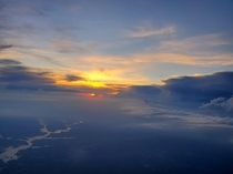 Lake Anna in Virginia during a sunset flight 